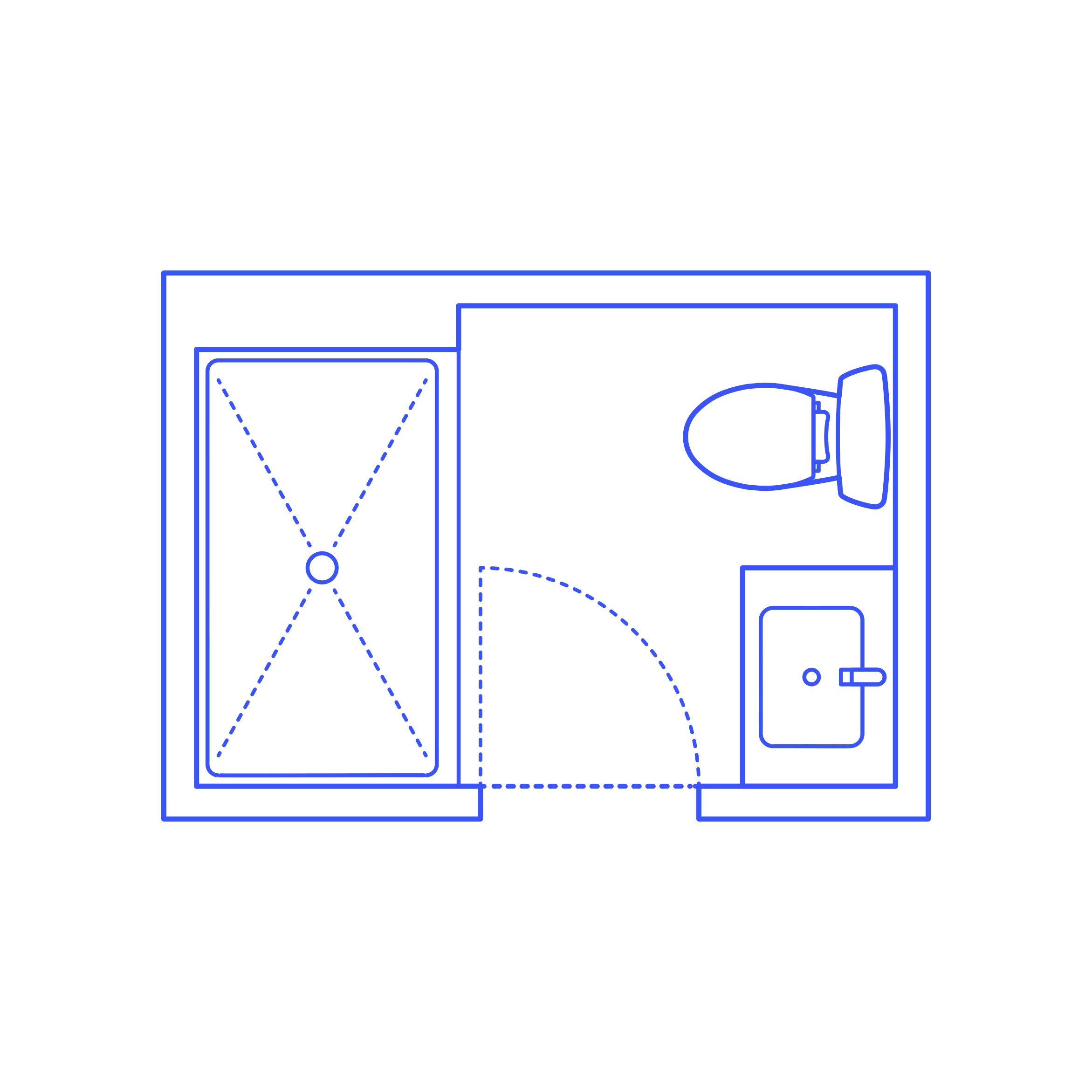 Layouts Bathrooms Three Quarter 2 Wall Facing Printable Line Art Svg Free Vectors